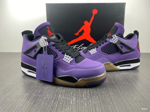 Bmlin Shoes 766296 Jordan (Friends Family) 4 and Purple Scott Travis LN4 Retro 0820